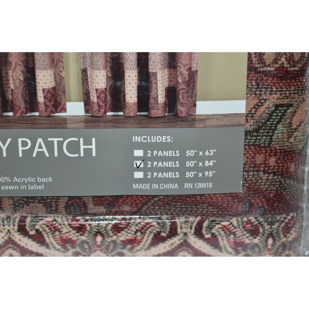 Bedford Manor Paisley patch 50x84 Curtains Panels Polyester One set Vtg